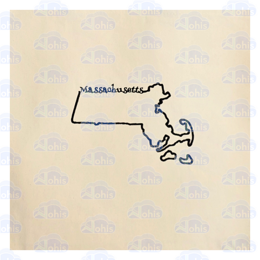 Canvas Tote Bag - MA map with Massachusetts Word
