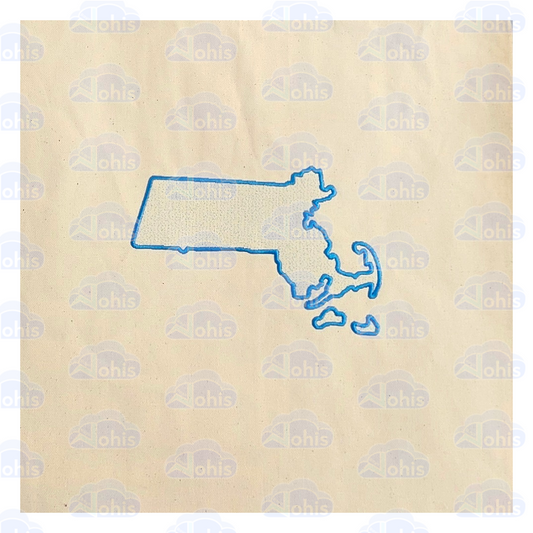 Canvas Tote Bag - MA map in Bright Blue with light Blue Fill