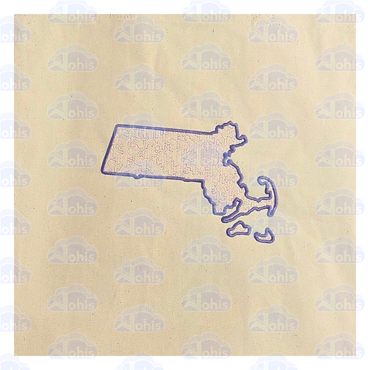 Canvas Tote Bag - MA map in Purple with Pink variegated fill