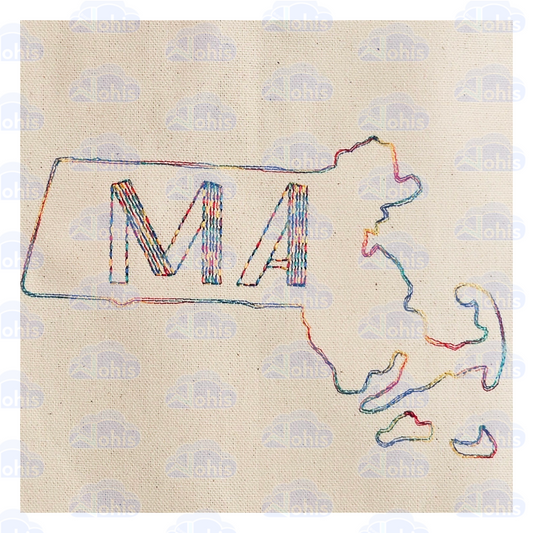 Canvas Tote Bag - MA map with MA word Rainbow