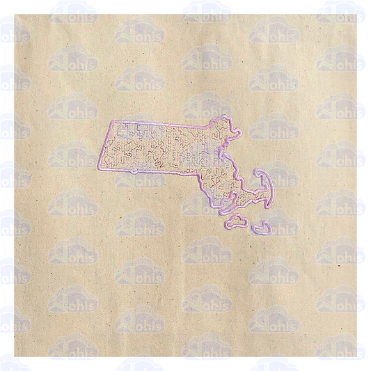 Canvas Tote Bag - MA map in Pink with pink variegated fill