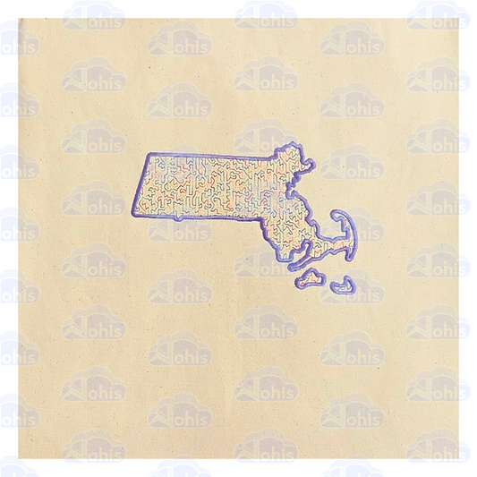 Canvas Tote Bag - MA map in Purple with Rainbow fill