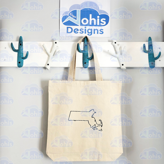 Canvas Tote Bag - MA map in Black